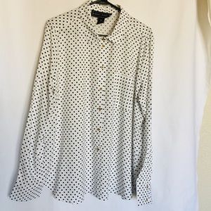 Classic White n Black Polka Dots Button Down Shirt